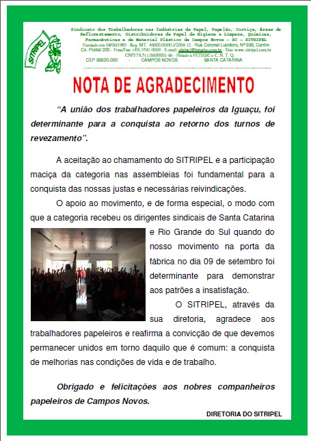 Nota de Agradecimento