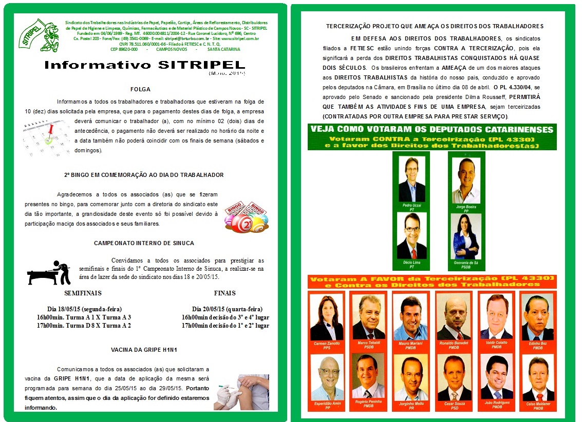 Informativo do SITRIPEL Maio/2015